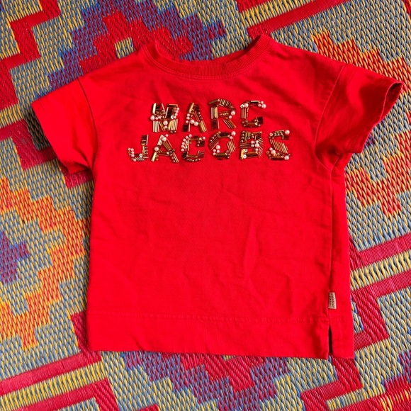 Little Marc Jacobs red and gold studded beaded logo T-shirt - Picture 2 of 7